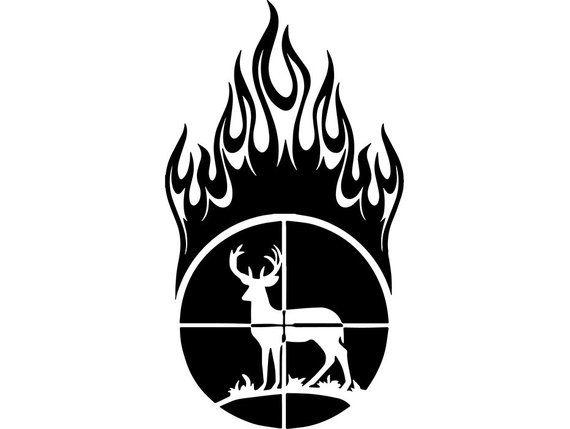 Hunting Logo - Hunting Logo 73 Scope Fire Flame Rifle Duck Deer Sport Hunt | Etsy