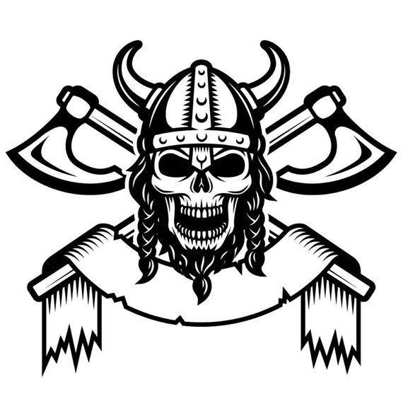 Black Viking Logo - Viking Logo 1 Skull Helmet Horns Axes Warrior .SVG .EPS .PNG | Etsy