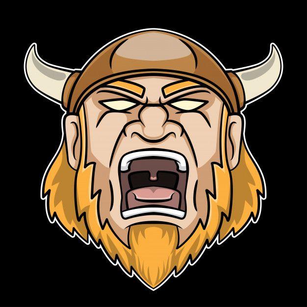 Viking Head Logo - Screaming viking head logo Vector | Premium Download