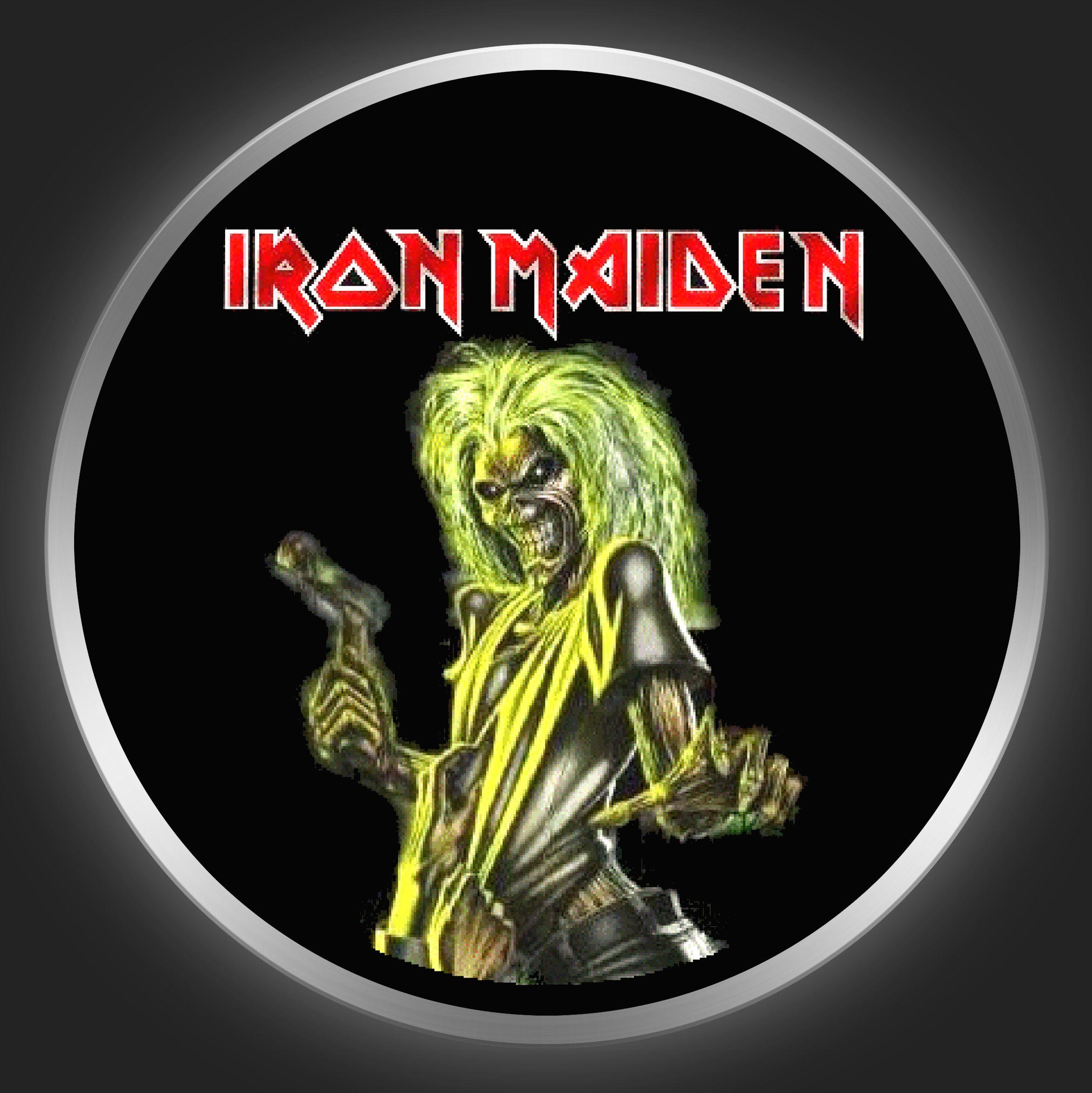 Eddie Iron Maiden Logo - IRON MAIDEN Button