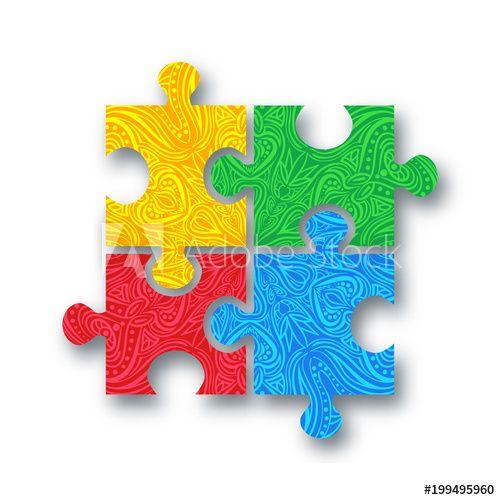 World Puzzle Logo - World autism awareness day. Colourful puzzle vector design hand