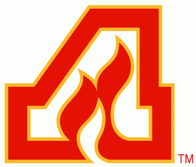 Red and White Flame Logo - Atlanta Flames Logo - A red and white A with a flame coming up the ...