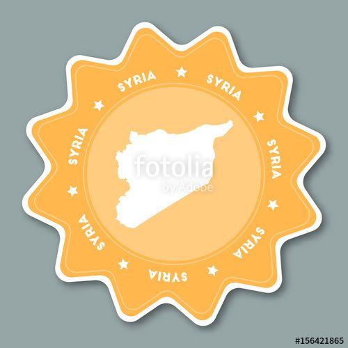 Map Tag Logo - Syrian Arab Republic map sticker in trendy colors. Star shaped