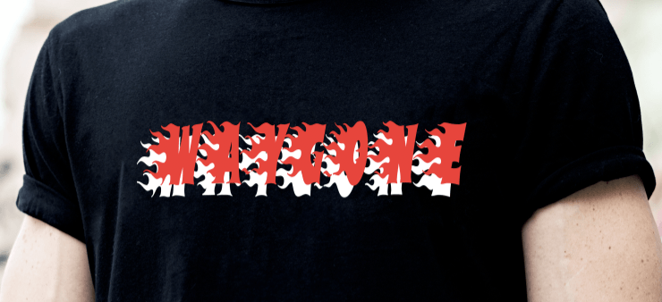 Red and White Flame Logo - WAYGONE Red And White Flame Logo Black T Shirt