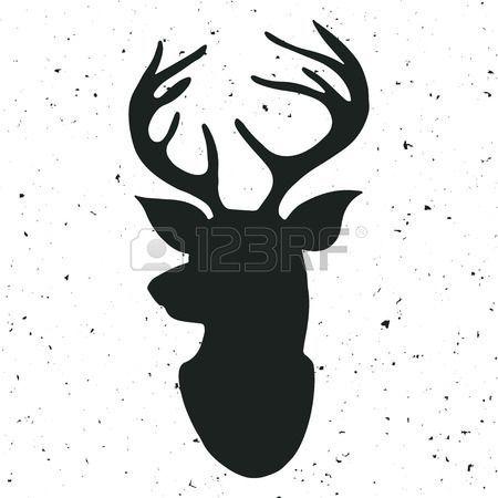 Un Reno Logo - Dibujado a mano la etiqueta de la vendimia con un reno. Foto de