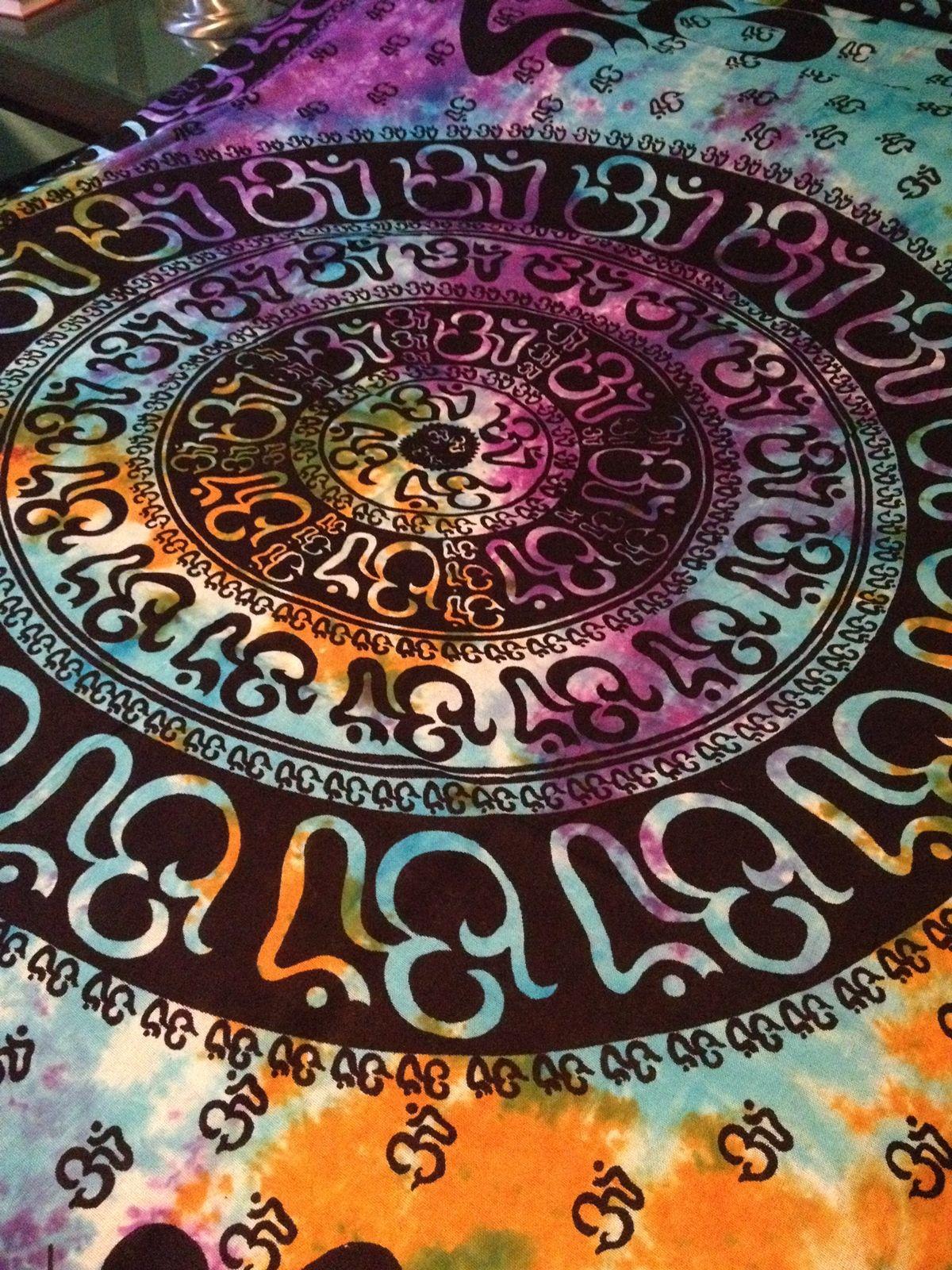Om Hippie Logo - OM Aum YOGA India CHAKRA Tie Dye HIPPIE India Wall Hanging TAPESTRY
