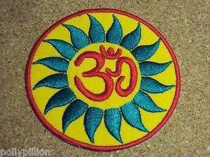 Om Hippie Logo - NOVELTY PEACE HIPPIE SEW/IRON ON PATCH:- YELLOW, RED & GREEN HINDU ...