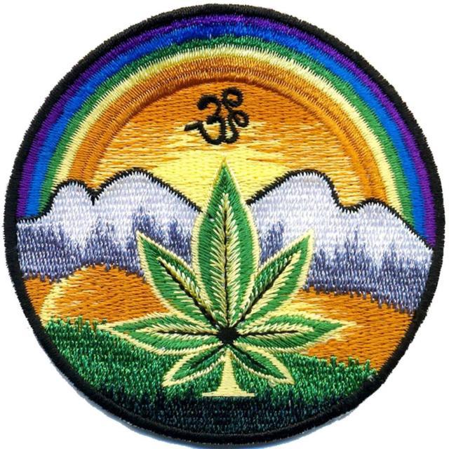 Om Hippie Logo - Pot Leaf Aum OM Hippie Weed Marijuana Embroidered Applique Iron-on ...