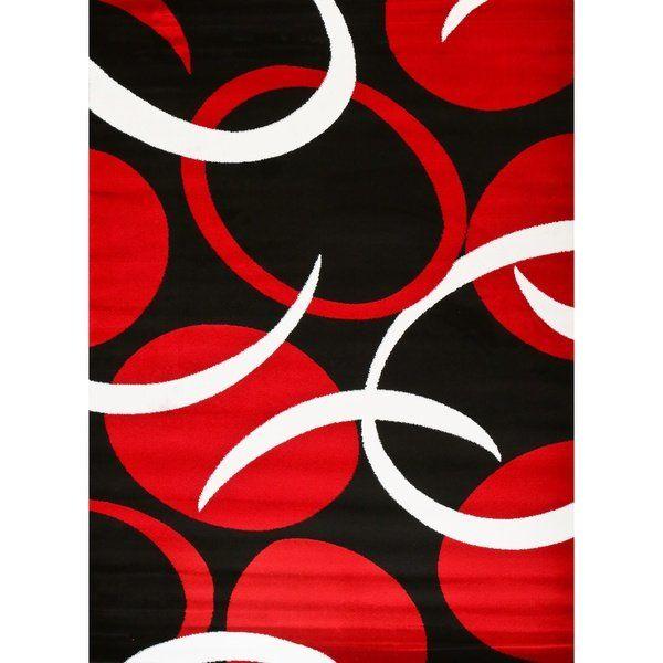 Black Circle with Red Rectangle Logo - Shop Persian Rugs Modern Trendz Red and Black Circle Abstract Print ...