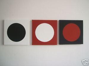 Black Circle with Red Rectangle Logo - SET 3 HANDMADE PAINTED MODERN WALL ART CANVAS PAINTINGS RED WHITE ...