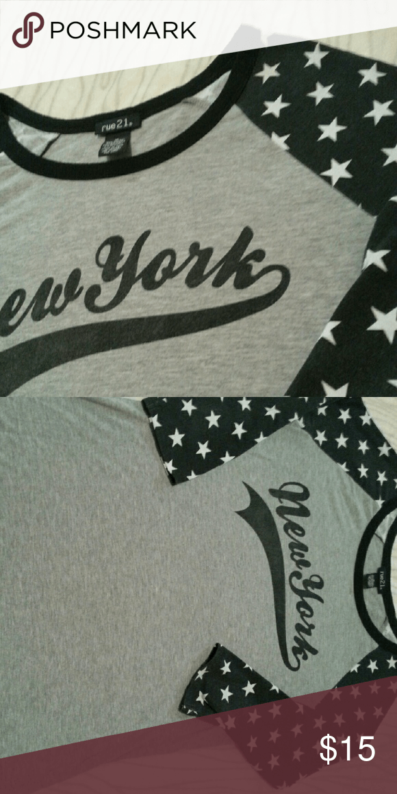Rue 21 Logo - Rue 21 New York Logo Tee Gray Jersey Top With The All American New