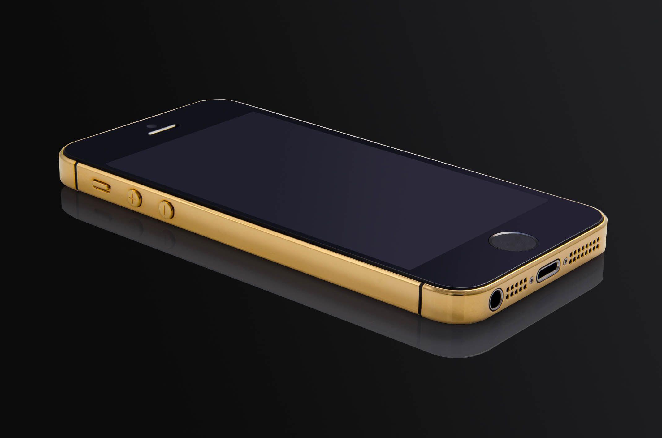 Diamond Apple Logo - LUX IPHONE 5S IN BLACK FINISHED IN 24K YELLOW GOLD WITH DIAMOND ...