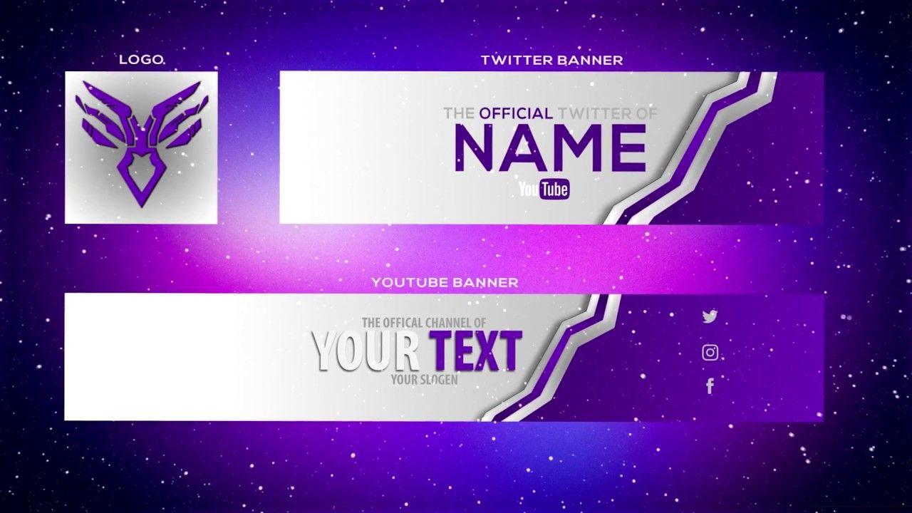 Purple Gamer Logo - Cool Purple YouTube Banner Template | Banner + Twitter Header and ...