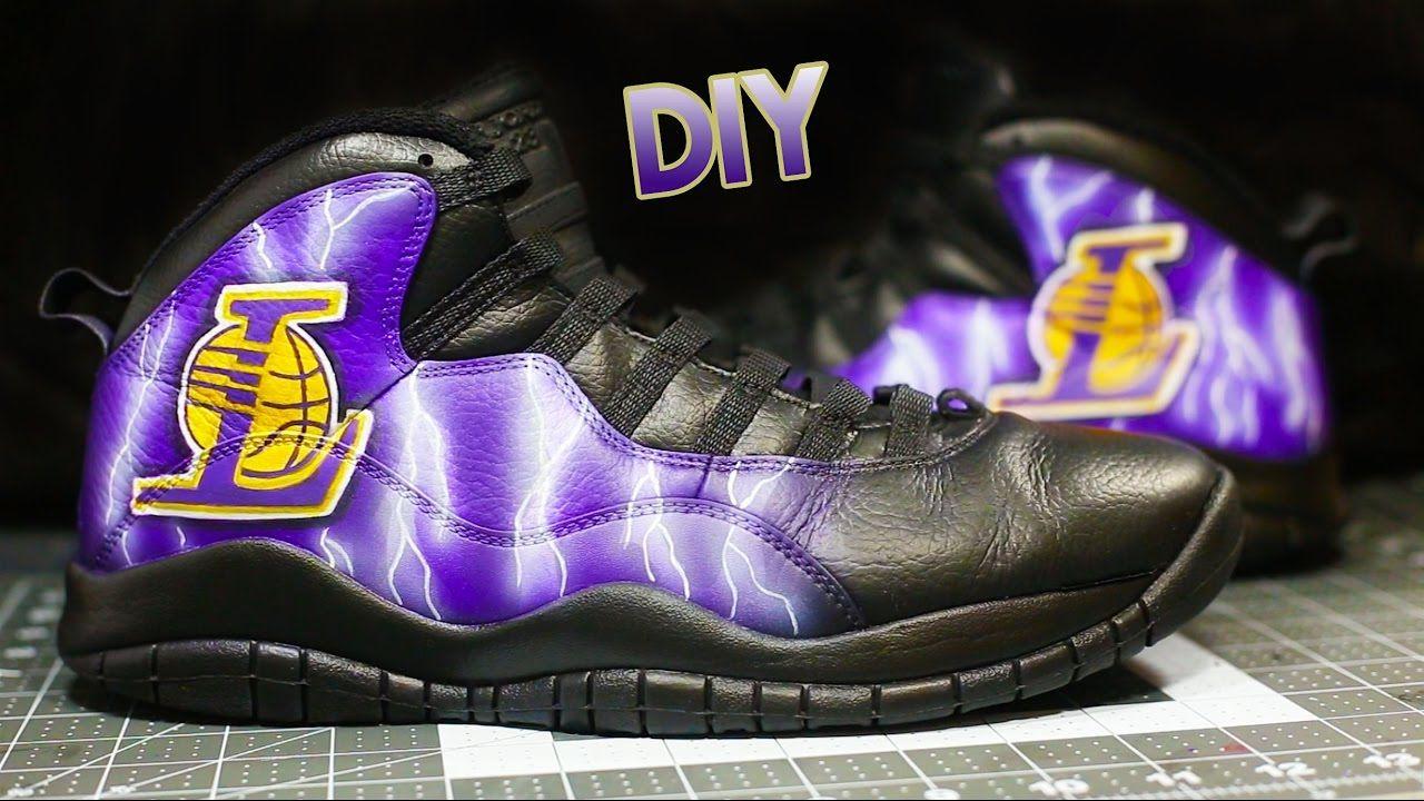 Jordan Custom Logo - How To: Lightning Logo Your Shoes! | Jordan 10 Lakers Custom | Full ...