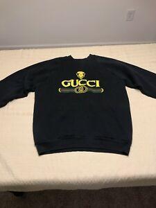 Dope Gucci Logo - Vintage GUCCI Bootleg Sweatshirt Men's L Black 80s 90s Dope | eBay