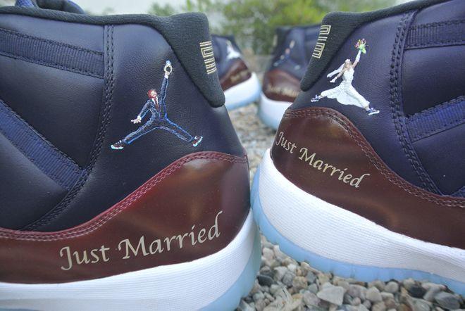 Custom Jordan Logo - Must See: Customized Air Jordan 11s of a Recently Married Basketball ...