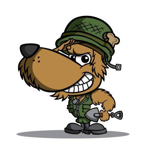 Army Dog Logo - Soldier dog cartoon character design for 'Private Piles' mascot & logo
