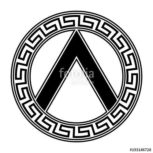 Spartan Shield Logo - Spartan shield with Greek ornament.