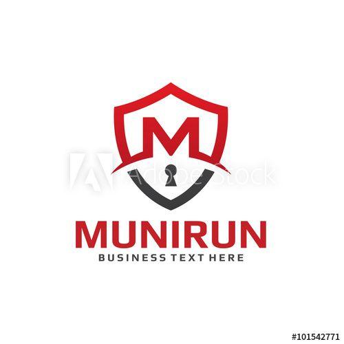 Red Security Shield Logo - Security Shield Lock Letter M Logo this stock vector