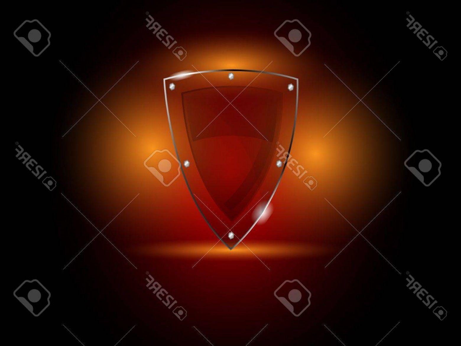 Red Security Shield Logo - Photovector Glass Security Shield Transparent And Clear Fire Red