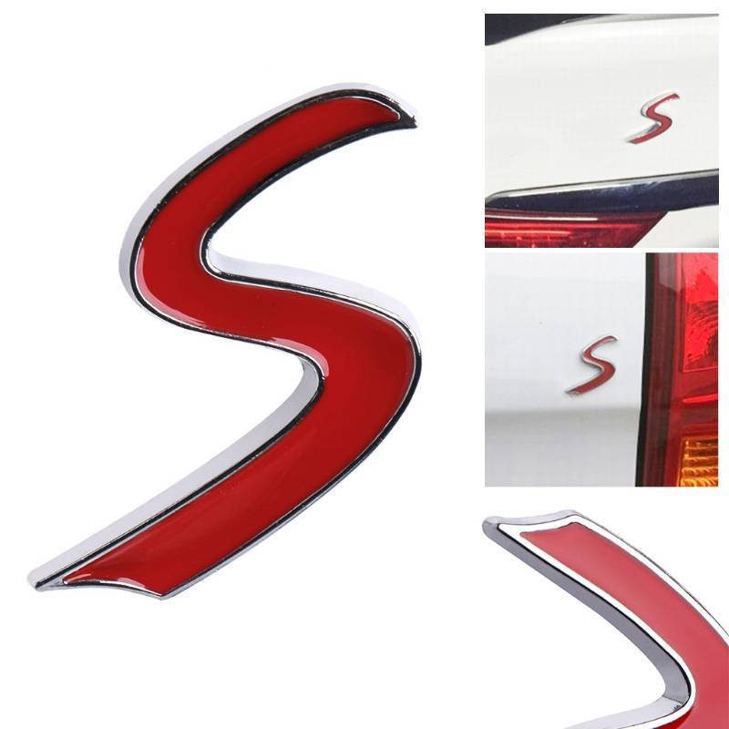 Red Vehicle Logo - Chrome 3D Metal Red S Tail Car Emblem Badge Sticker Decal For BMW