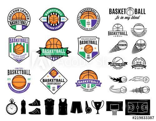 Mu Basketball Logo - Set of vector basketball logo and icons - Buy this stock vector and ...