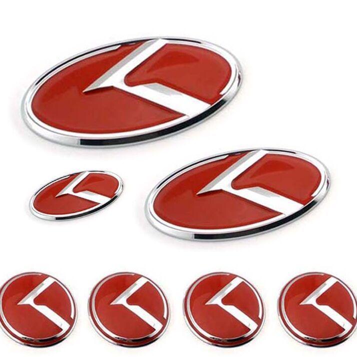 Red Car Emblem Logo - 7pcs Set car K Logo Sticker Decal Red / Black Steering Wheel Emblem ...