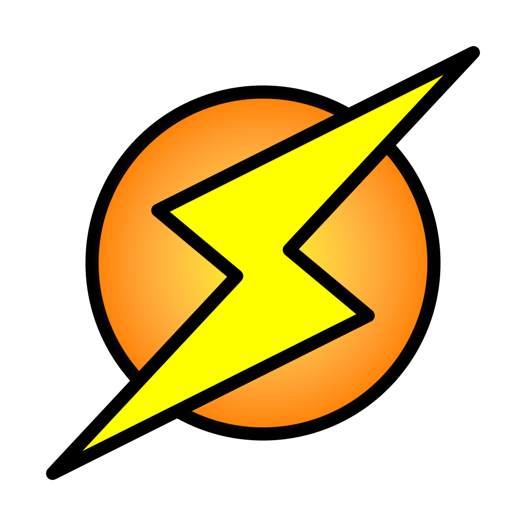 Orange Lightning Bolt Logo - File:Lightning Bolt on Circle.svg