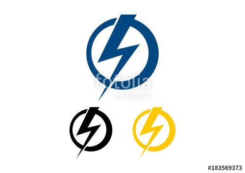 Lightning Bolt through Circle Logo - S - Simple Line Art Lightning Bolt Thunder Strom Power Logo Circle ...