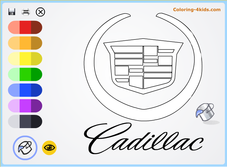 2014 Cadillac Logo - Cadillac logo coloring pages online (Logos of Cadillac car coloring ...