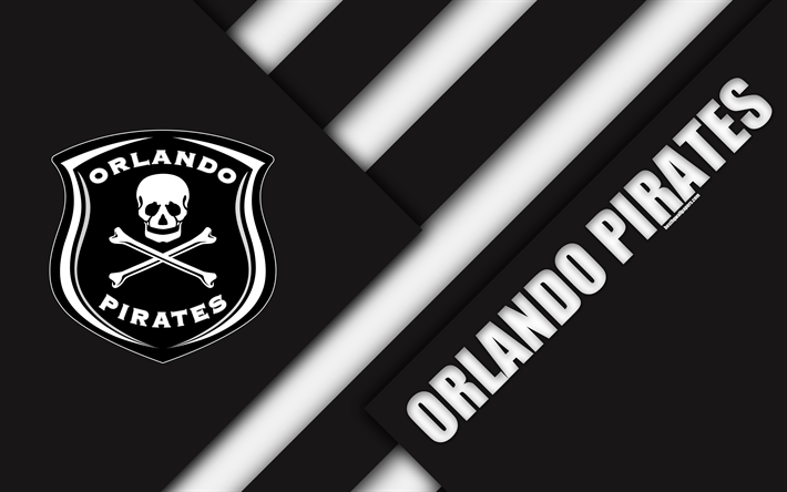 Black and White Soccer Club Logo - Download wallpaper Orlando Pirates FC, 4k, South African Football