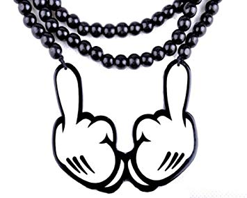 Mickey Hands Logo - Fashion Acrylic Necklace Hip Hop Mickey Hands Fuck Logo