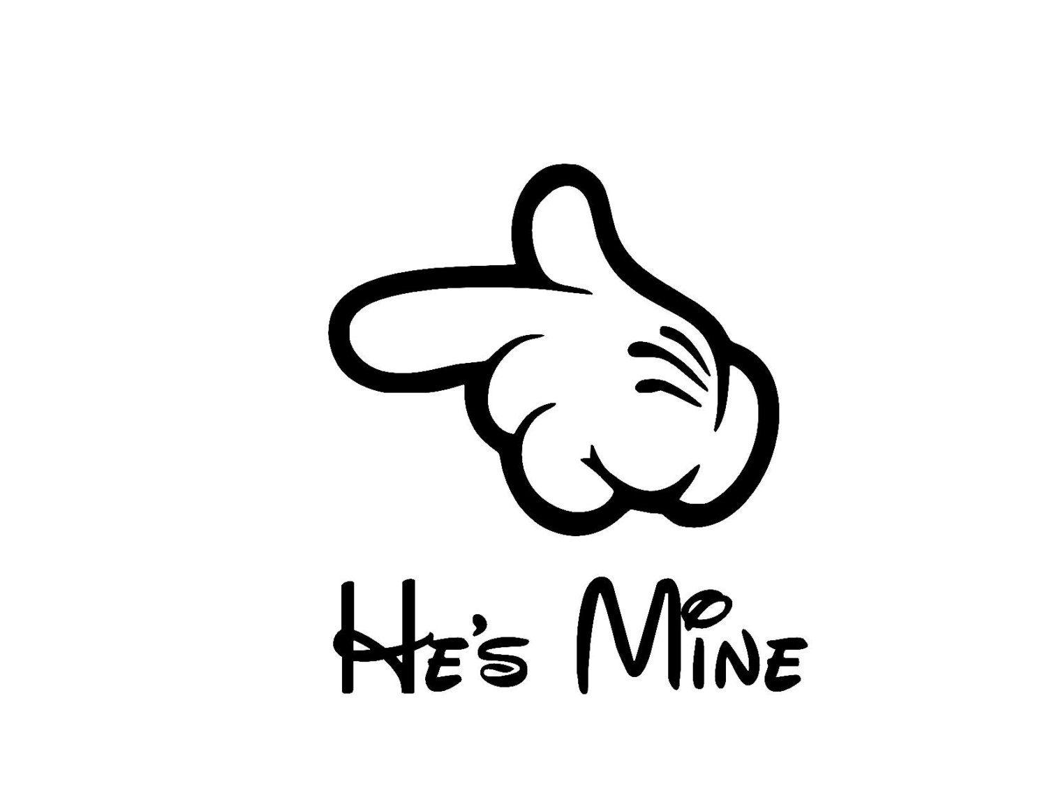 Mickey Hands Logo - He's Mine Mickey Glove Iron On