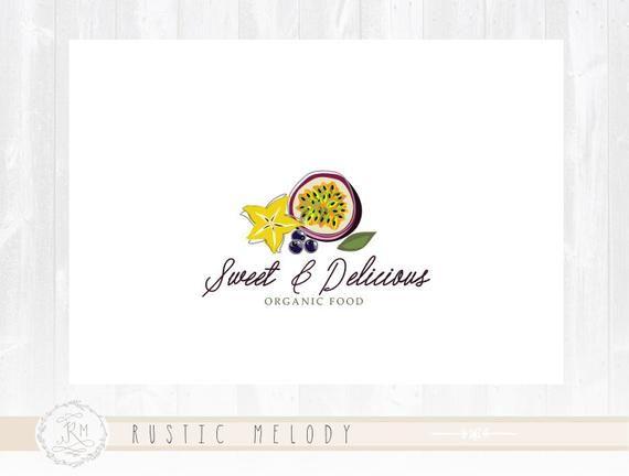 Rustic Food Logo - Fruits Logo Design Food Logo Natural Food Logo Vegan Food Logo