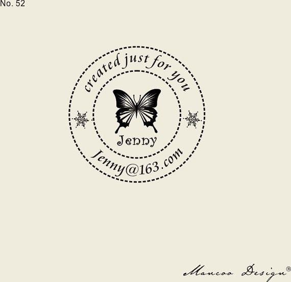 Vintage Flower Logo - Customized Butterfly Stamp Personalized Logo Custom Vintage Flower