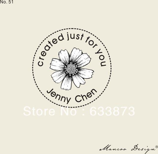 Vintage Flower Logo - Custom Logo Stamp ( 1.57 x1.57 ) Custom flower Stamp handmade