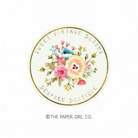 Vintage Flower Logo - floral logo flower logo vintage flower logo premade logo | Etsy