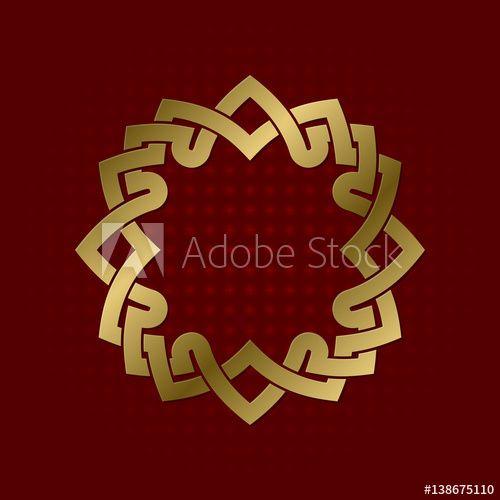 Red Pointed Logo - Sacred geometric symbol of eight pointed plexus. Golden mandala logo ...