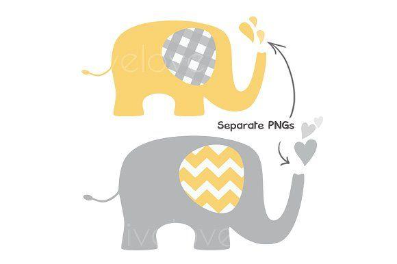 Yellow Elephant Logo - Yellow and Grey Elephant Clip Art ~ Illustrations ~ Creative Market