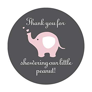 Grey Elephant Logo - Amazon.com : Pink Grey Elephant Thank You Stickers, Girl's Baby ...