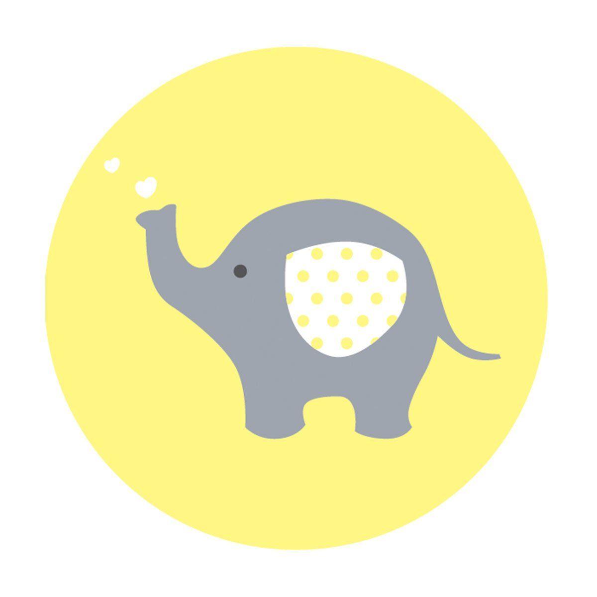 Grey Elephant Logo - MAGJUCHE Yellow Grey Elephant Baby Shower Stickers