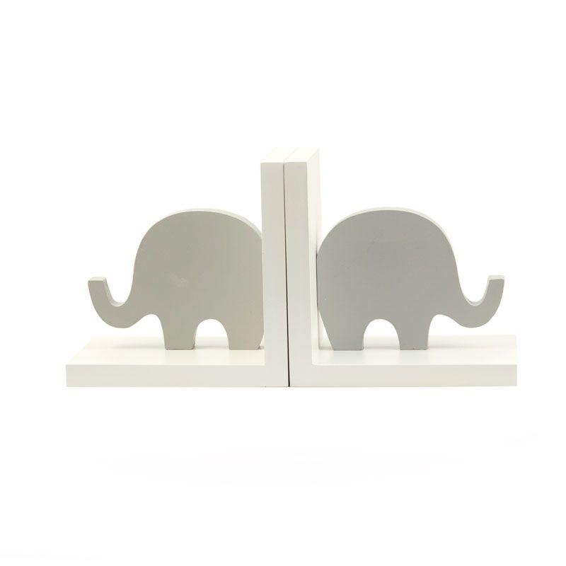 Grey Elephant Logo - ES Kids - Wooden Grey Elephant Bookends - Gifts for Babies