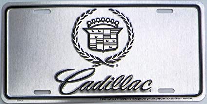 Silver Cadillac Logo - Cadillac Logo Silver with Black Logo License Plate