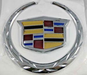 Silver Cadillac Logo - Front Grille 6 Emblem SILVER Wreath Crest Badge Logo Symbol