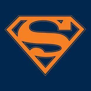 Orange Superman Logo - Superman Orange Shield on Navy Blue T-shirt 