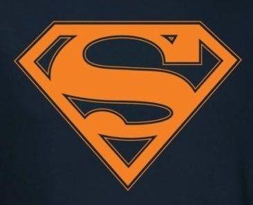Orange Superman Logo - Superman T-Shirt - Navy & Orange Shield Logo - NerdKungFu
