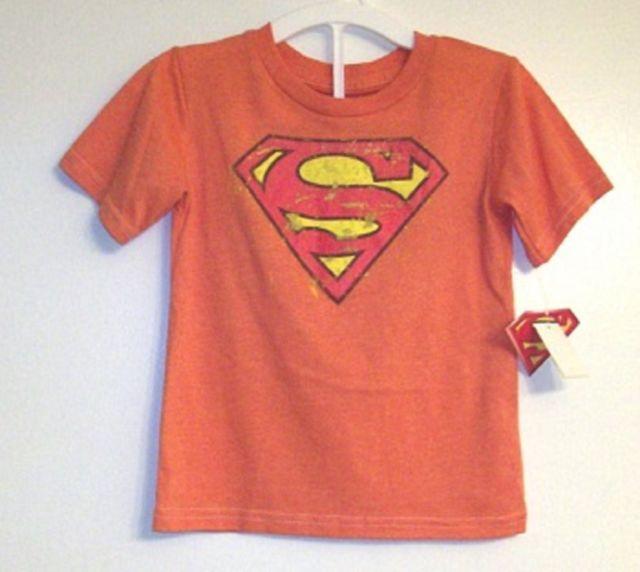 Orange Superman Logo - Boys Superman Logo T Shirt 5t Orange Superhero Toddler Vintage Style