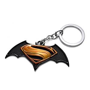 Orange Superman Logo - RainSound Metal Batman vs Superman Logo Keychain (Black and Orange ...