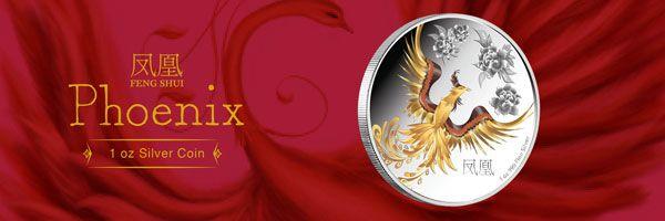 Silver Bird Red Banner Logo - Feng Shui Phoenix Silver Coin