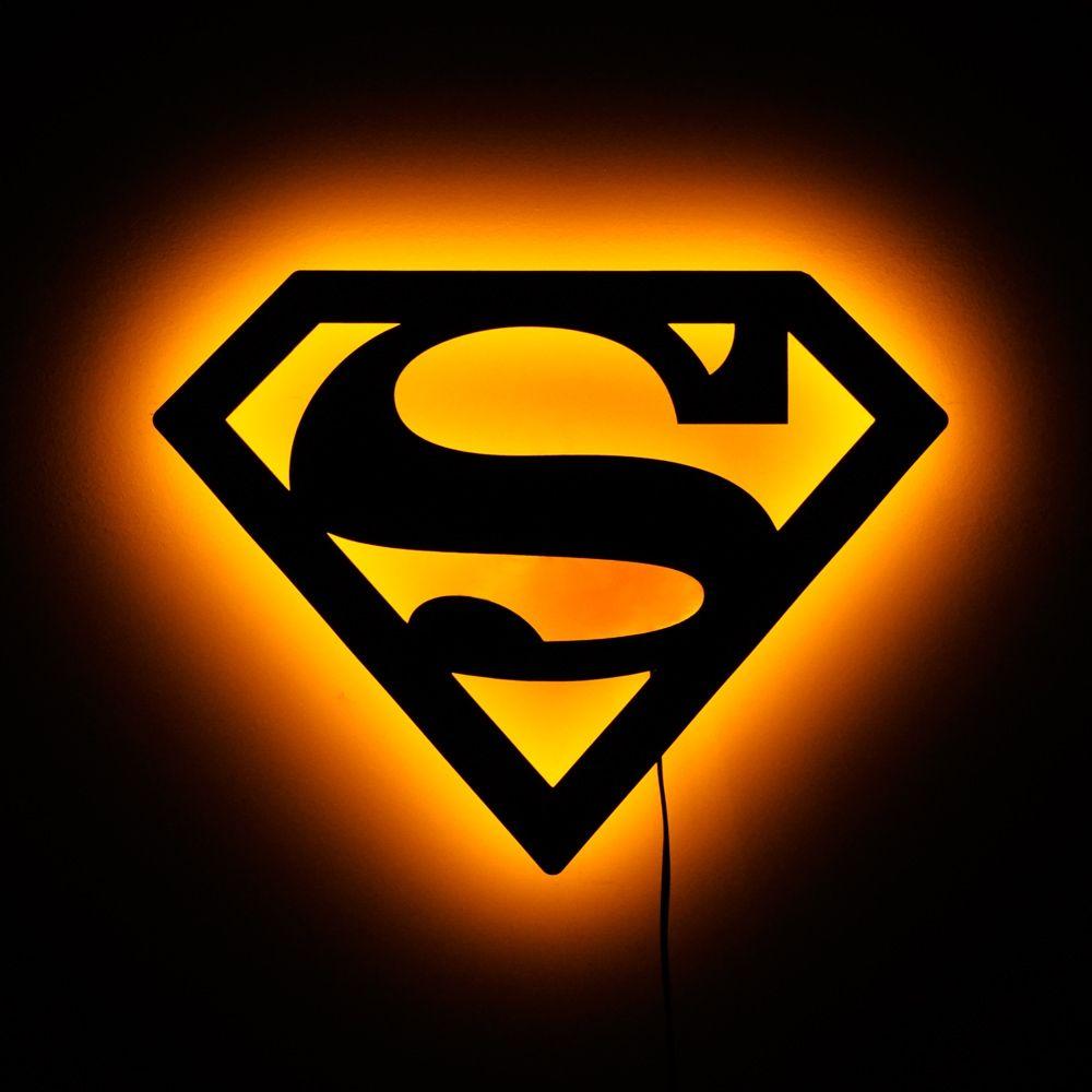 Orange Superman Logo - Lighted Superman Logo Sign Wall Art and Symbolic Night